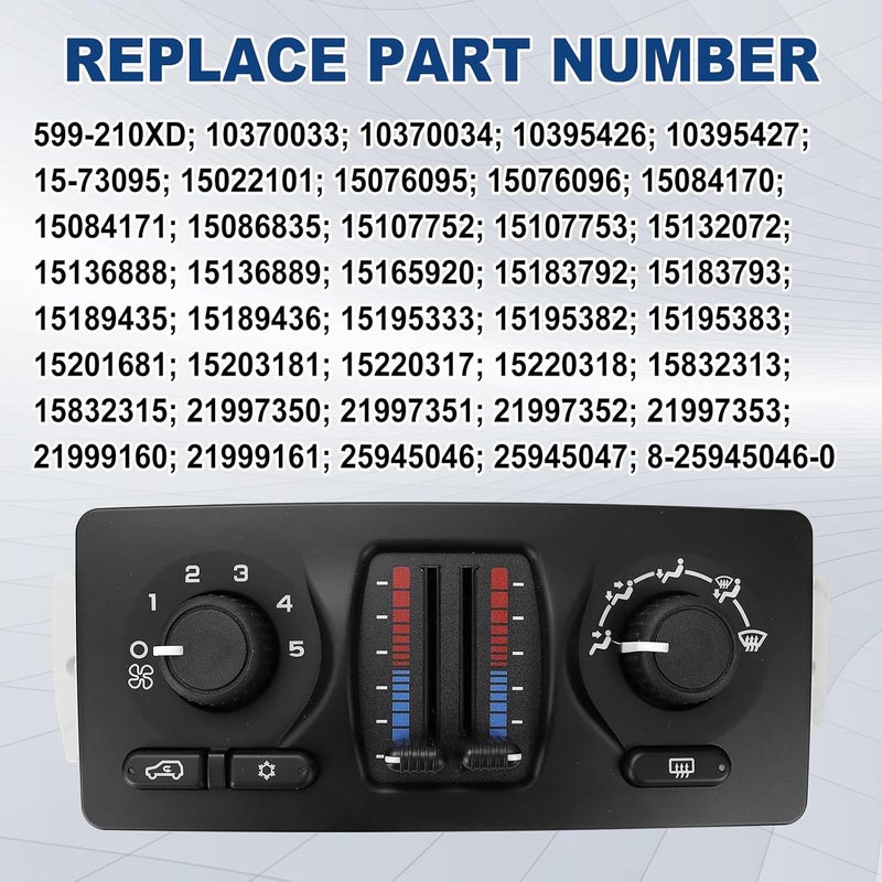 FEXON 599-210XD Climate Control Module Panel - Compatible with 2003-2007 Chevy Silverado GMC Sierra 1500 2500 3500 Tahoe Suburban Avalanche Trailblazer Yukon XL Envoy Cadillac Escalade Replaces 10370033 - Image 3